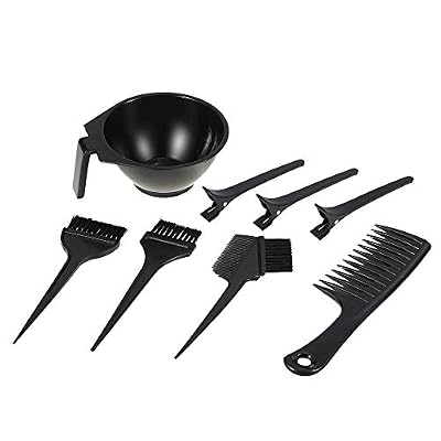 Anself 8pcs Outil de teinture pour les cheveux Kit de coloration Salon de teinture Brosse Peigne Bol Sectionnement Clips Set Black Hairdressing Tool