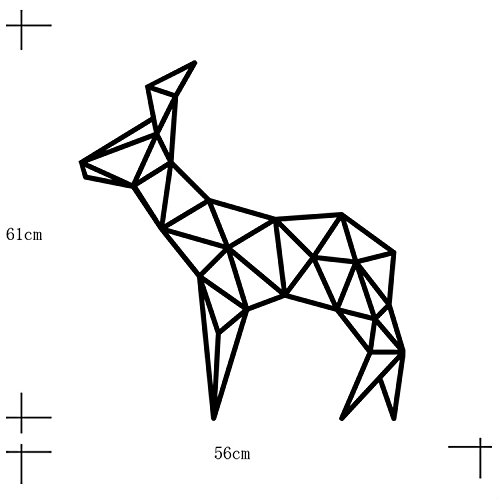 yanqiao Geometrische Persönlichkeit Creative Line Deer Wand Aufkleber 3D Vinyl Aufkleber Handmade Animal Serie Art Home Dekorieren Größe 55,4 x 60,5 cm Gold Grau - 3