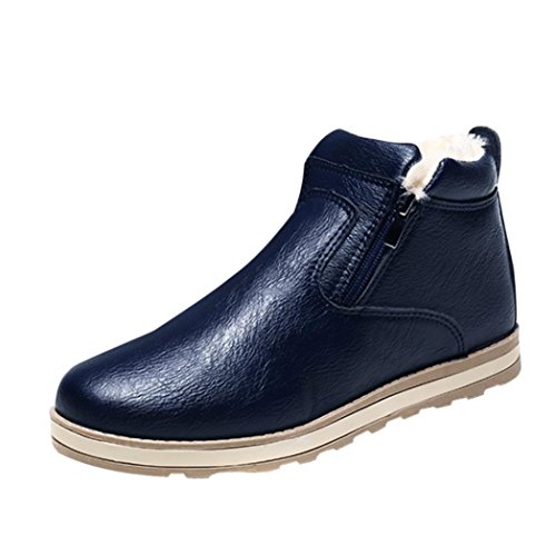 Xinantime_Zapatos para hombre Botas Calientes de Invierno para Hombres Zapatos Casuales Botas de Nieve de Moda de Felpa (44, Azúl)
