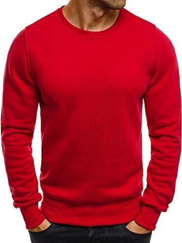 OZONEE Men's Sweatshirt Longsleeve Shirt Sweater Warm Basic J. Style 2001-10 - Red_js-2001-10, XL