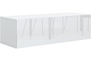 meble masztalerz Wisząca Szafka RTV 100 cm - Biała - Fronty na Wysoki Połysk - Szafka pod Telewizor do Salonu - Nowoczesna z Miejscem do Przechowywania - 100 x 30 x 36,5 cm