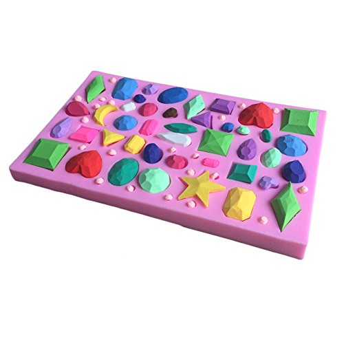 MOLLYSKY Verschiedene Formen von Diamanten Silikon-Fondant-Form-Kuchen Zuckerfertigkeit Werkzeuge,Rosa - 3