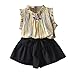 Produktbild Kinderbekleidung Kleinkind Kinder Baby Mädchen Bekleidungssets Ärmelloses Sommerkleidung Outfits Kleidung Bowknot Weste Tops + Plaid Shorts Hose Set (Gelb, 2-3 Jahre / 110)