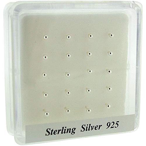 Pendiente para la nariz de plata de ley, 20 unidades, bola lisa, 2 mm.