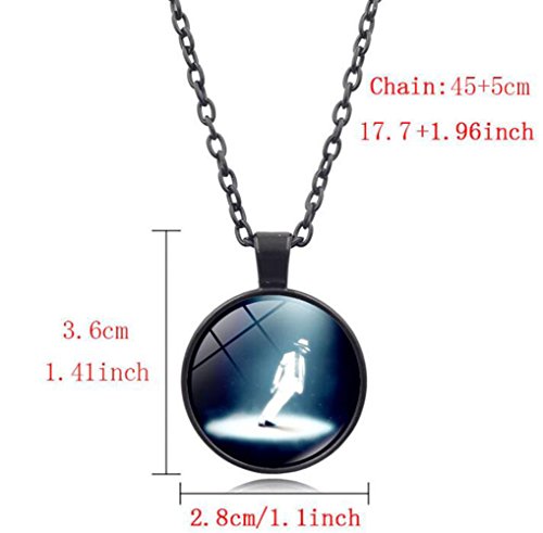 Michael Jackson Commemorates Time Gem Black Chain Necklace Pendant with 50cm Chain for Men Women