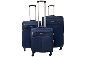 RAVENSUITCASE Juego de Maletas de Viaje de 3 Piezas, Equipaje de Tela Peso Pluma Resistente+PC,Extensible, Ruedas 360 universales, Super Ligera Extra Light, Comoda y Duradera L+M+Cabina. (SET 3, Deepblue)