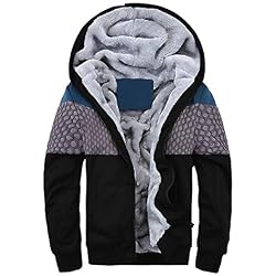 Cebbay Sudadera con Capucha para Hombre Chaqueta Bolsillo con Cremallera y Terciopelo Cálido y Delgado Top de diseño en otoño e Invierno Liquidación (Negro, EU Size L = Tag XL)