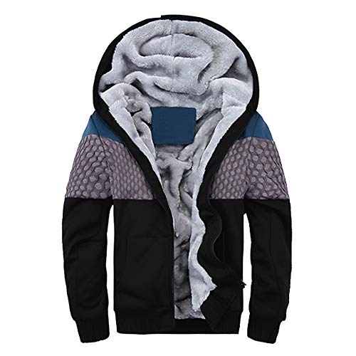 Cebbay Sudadera con Capucha para Hombre Chaqueta Bolsillo con Cremallera y Terciopelo Cálido y Delgado Top de diseño en otoño e Invierno Liquidación (Negro, EU Size L = Tag XL)