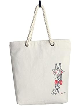 Yiuswoy Damen Mode Schöne Schultertasche Weiß Baumwolltasche,Große Taschen Stoffbeutel Shopper Tasche Mit Seil...