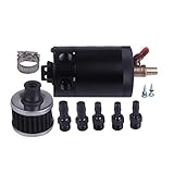 oil catch tank einbauanleitung  D.ragon Motoröl-Auffangbehälter mit Luftfiltern, Auto Truck Motor Universal Aluminium Luft Ölabscheider 2 Port Oil Catch Can Tank,Nicht verstopfende Luft/Öl-Trennung Doppelwand