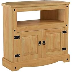 IDIMEX Meuble TV Salsa Banc télévision de 85 cm en Bois Style Mexicain avec 2 Portes et 1 Niche, en pin Massif Finition teintée/cirée