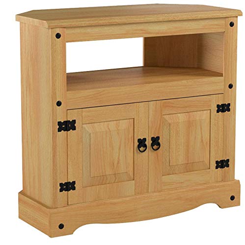 IDIMEX Meuble TV Salsa Banc télévision de 85 cm en Bois Style Mexicain avec 2 Portes et 1 Niche, en pin Massif Finition teintée/cirée