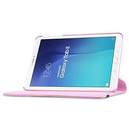 Infiland Samsung Galaxy Tab E 9.6 Hülle Case – PU Ledertasche lederhülle 360° Drehbarer Stand Cover Case Schutzhülle Tasche Etui für Samsung Galaxy Tab E T560N / T561N 24,3 cm (9,6 Zoll) Tablet-PC(Rosa) - 8
