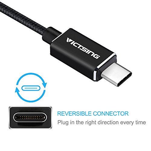 VicTsing 1m USB 3.1 Typ C Type C auf USB 2.0 Männlich to Männlich Nylon Braided Kabel Adapter mit Reversiblen Connector für Macbook 12inch 2015, ChromeBook Pixel, Nokia N1, Nexus 5x Nexus 6P usw. – Schwarz - 3