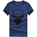 Produktbild LeeY Tops Frühling Sommer Herren Mode Skull Drucken T-Shirts Beiläufig Slim Hipster Original Spirit Seemann Slim Fit Baumwolle Top Bluse Sweatshirts Oberteile Unterhemd Hemd (Marine, M)