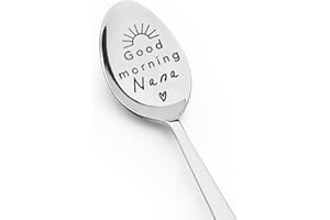 SHIQIAO SPL Nana Spoon Gifts from Grandchildren Grandkids, Good Morning Nana Spoons for Grandma Grandmother Mothers Day Birthday Gift for Nana Nanny Tea Coffee Engraved Spoon for Coffee Lover Gift