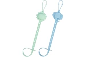 BEBOAN Baby Spielzeug Schnullerkette Silikon Cup Catcher 2 Stück Schnullerband Nuckelkette für Junge Mädchen Trinkbecher Beißring Halteriemen für Kinderwagen Beißspielzeug BPA-Frei, Grüner Blauer