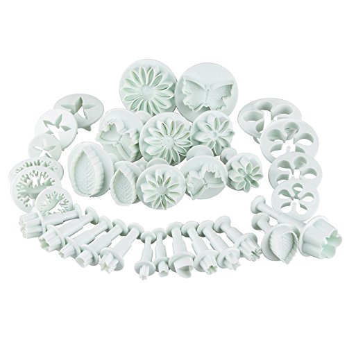 Swees Fondant Ausstecher DIY 33 tlg Ausstechform Stempel Modellierwerkzeug Glätter Fondant Marzipan Tortendeko & Klein Marzipan-Messer Kuchen Cutter Modellierwerkzeug