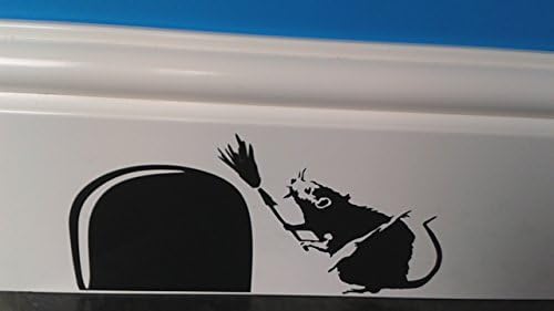uksellingsuppliers ® Mouse Hole BANKSY RAT WITH BROOM Skirting Board Wall Sticker Vinyl Decal 17 cm x 6 cm