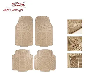 Auto Addict Car Rubber Beige Mats Foot Matting 4 pcs for Chevrolet Spark