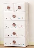 Kinder Kommode weißen Gründe Vogelfiguren, 4 großen und 2 kleinen Schubladen, Polypropylen Kunststoff, Kommode, Schrank Organisation