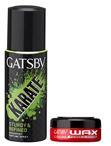 Gatsby Hair Wax Power and Spikes, Red with Karate Deodorant, 150ml