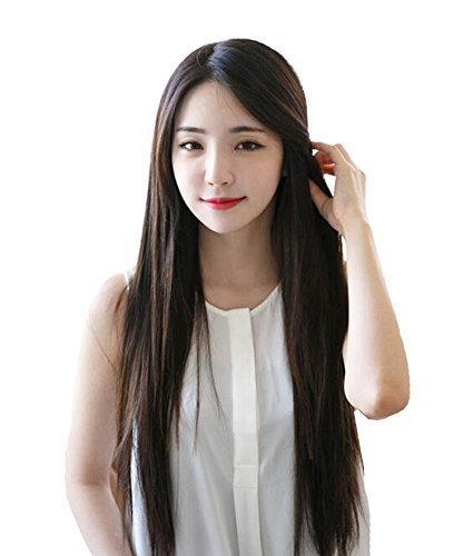 SuperWigy® Fashion Cute Girls' 26" Long Straight Heat Friendly Hair No Bangs Party Wig (Dark Brown)