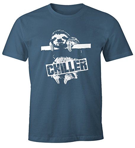 MoonWorks Lustiges Herren T-Shirt Faultier Born Chiller Sloth Fun Shirt Denim XL MoonWorks Lustiges Herren T-Shirt Faultier Born Chiller Sloth Fun Shirt Denim XL