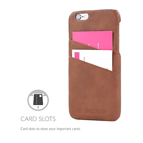 iPhone 6 Plus and 6S Plus Case, Snugg Brown Leather Ultra-Slim Case Cover [Dual Card Slots] Apple iPhone 6 Plus and 6S Plus Protective Back Cover