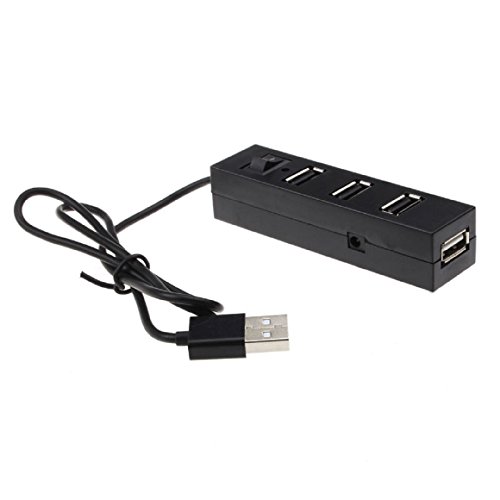 Ularma High speed 4-Port USB 2.0 Hub mit Power Switch für PC-Laptop-Computer (schwarz) - 4