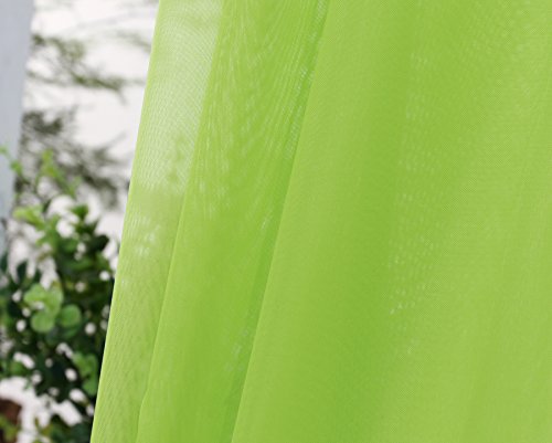 WOLTU VH5512hgn Querbehang Voile transparent Übergardinen Gardine Vorhang Stores Raumteiler Fensterschal Dekoschal Voile 140×600 cm Hellgrün - 2