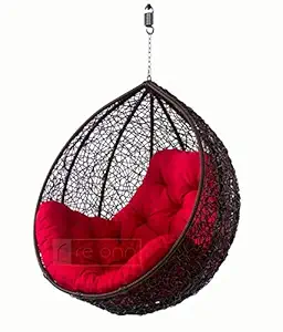 RE ONN Hanging Swing Chair with Cushion for Garden Patio Balcony Outdoor Indoor Colour Black