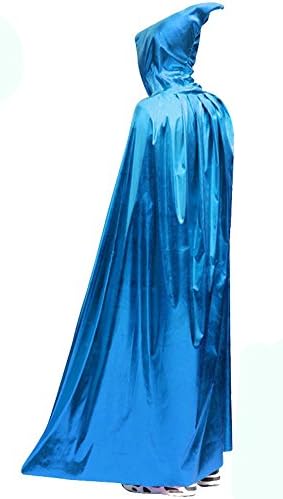 Ouvin Unisex Adult Hooded Cape Wizard Dress Up Halloween Custome Cloak Blue