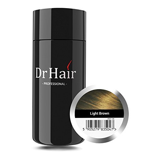 Dr Hair Fibers, Fibras de pelo, anti-caída del cabello, Queratina de pelo en pluma, Marrón Claro, 30g