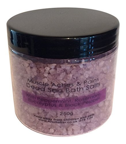 Muscles Aches Pains Dead Sea Bath Salts Soak 250g with Peppermint Rosemary Black Pepper & Eucalyptus Pure Essential oils