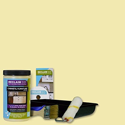 RECLAIM RC25 Cabinet or Furniture Restoration Paint Kit/Now You Can Reclaim Almost Any Surface with this Combination Primer/Finish/Sealer, No Stripping, No Sanding & No Priming, 32 oz, Buttercream by RECLAIM