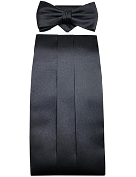 TigerTie Kummerbund Einstecktuch Fliege 3-teilig Farbe Schwarz - Schärpe Leibbinde