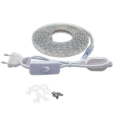 Q.Laomi Ruban LED 3M avec Interrupteur 220V 5050 IP67 étanche , Blanc Chaud