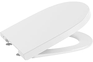 Roca Meridian - Tapa y asiento de Supralit para inodoro con bisagras de acero inoxidable, tapadera de WC original con ajuste perfecto, recambio de tapa de váter resistente, blanco, A8012A000B