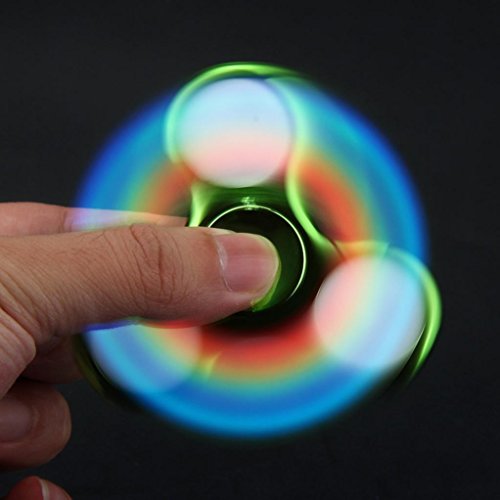 Bescita LED Licht Fidget Hand Spinner Finger Spielzeug Dekompression Spielzeug EDC Focus Gyro,Mit Schalter (Grün) - 3