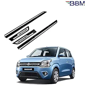 BBM Car Door Body Paint / Scratches Protector Black Side Beading with Chrome Dackle Design Moulding for Maruti Suzuki Wagon-R [Set of 4] 2019 2020 2021