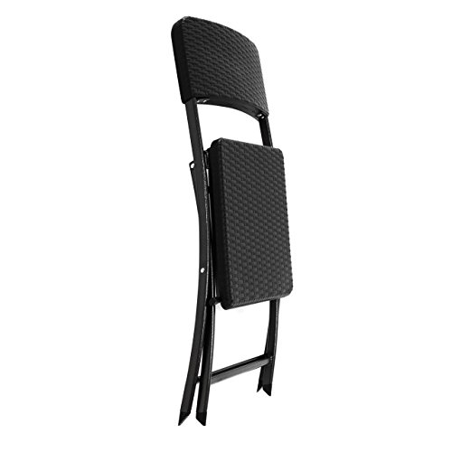 Klappstuhl 2er Set schwarz in Rattan-Optik Gartenstuhl Balkonstuhl 80 x 40 cm Campingstuhl Bistrostuhl witterungsbeständig stabil - 4