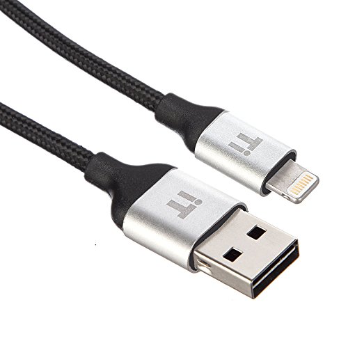 Preisvergleich Produktbild InfoTechnica [Apple MFi Zertifiziert] Vollständig umkehrbar exquisites geflochtenes Premium Nylon Lightning Kabel,in 2 Meter Länge, High-Speed, ohne Verwickeln, vollständig umkehrbares USB-Datenkabel mit Streamline-Design in Aluminium-Legierung. Für iPhone 6s / 6 / 6 Plus / 6s Plus, iPad Pro / Air / Mini and weitere (Lightning-Kabel, Schwarz)