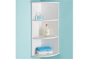 SAXONY Wooden 3 Tier Wall Corner Shelf Storage Cabinet Unit Bathroom Shelving