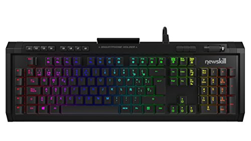 Newskill Aura - Teclado mec  nico Gaming RGB  Estructura met  lica  reposamu  ecas removible y retroiluminado  Switch Brown   Negro