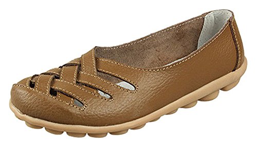 Mocasines de Cuero Mujer Loafers Casual Zapatos de Conducción Cómodos Zapatillas del Barco