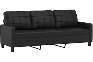 ‎VIDAXL vidaXL Sofa 3 Sitzer, Couch für Wohnzimmer, Polstersofa mit Metallgestell, Loungesofa Sitzmöbel Wohnzimmersofa Dreisitzer, Schwarz Kunstleder