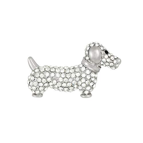 Eternal Collection Dilys the Dachshund Diamante Dog Brooch With Gift Box