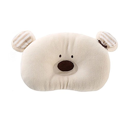 Merrystore@ Baby Head Support Pillow-Recommended by Paediatricians to help prevent flathead - Plagiocephaly - 100% Cotton Cover (Bear)