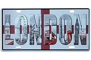 TammieLove Plaque d'avertissement en métal pour décoration Murale Londres Vintage 8 x 12 Pouces